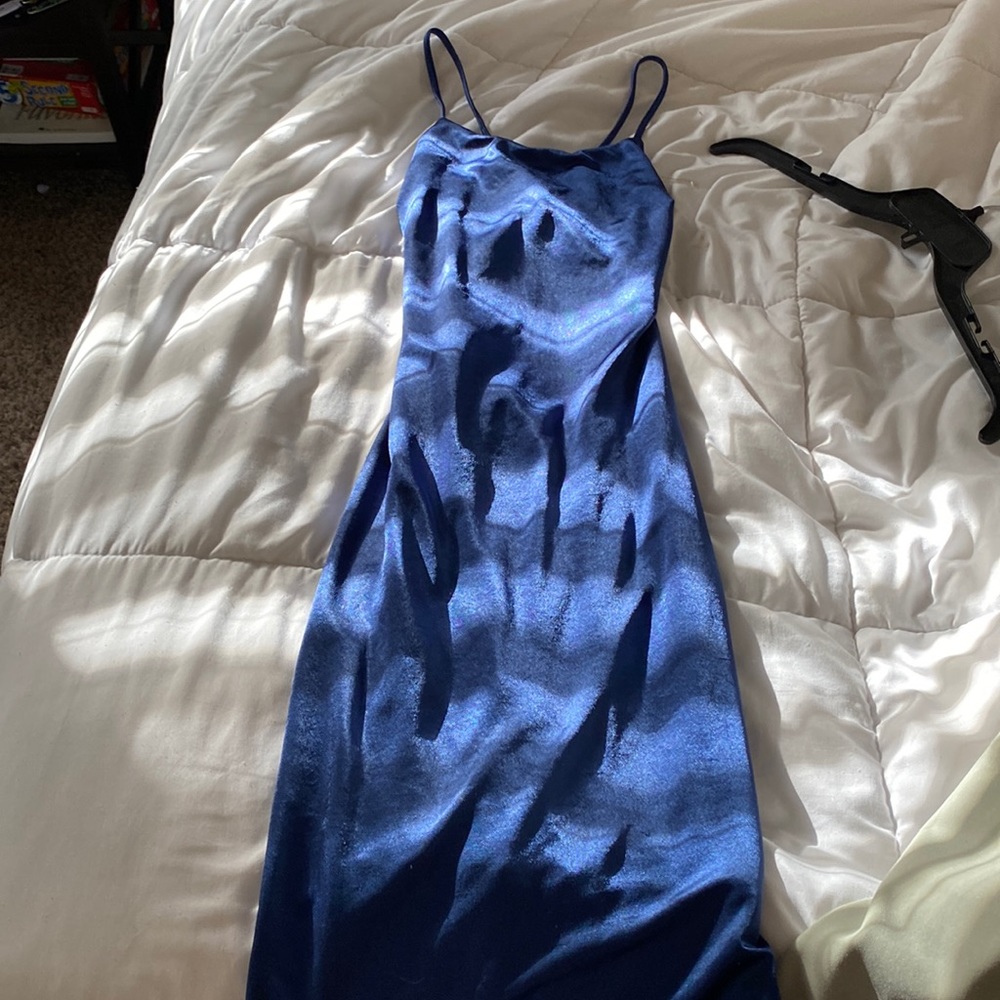 Blue cocktail open back cocktail dress